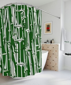 Add A Modern Twist To Your Bathroom With This Bamboo Shower Curtain And Ai Art Print
