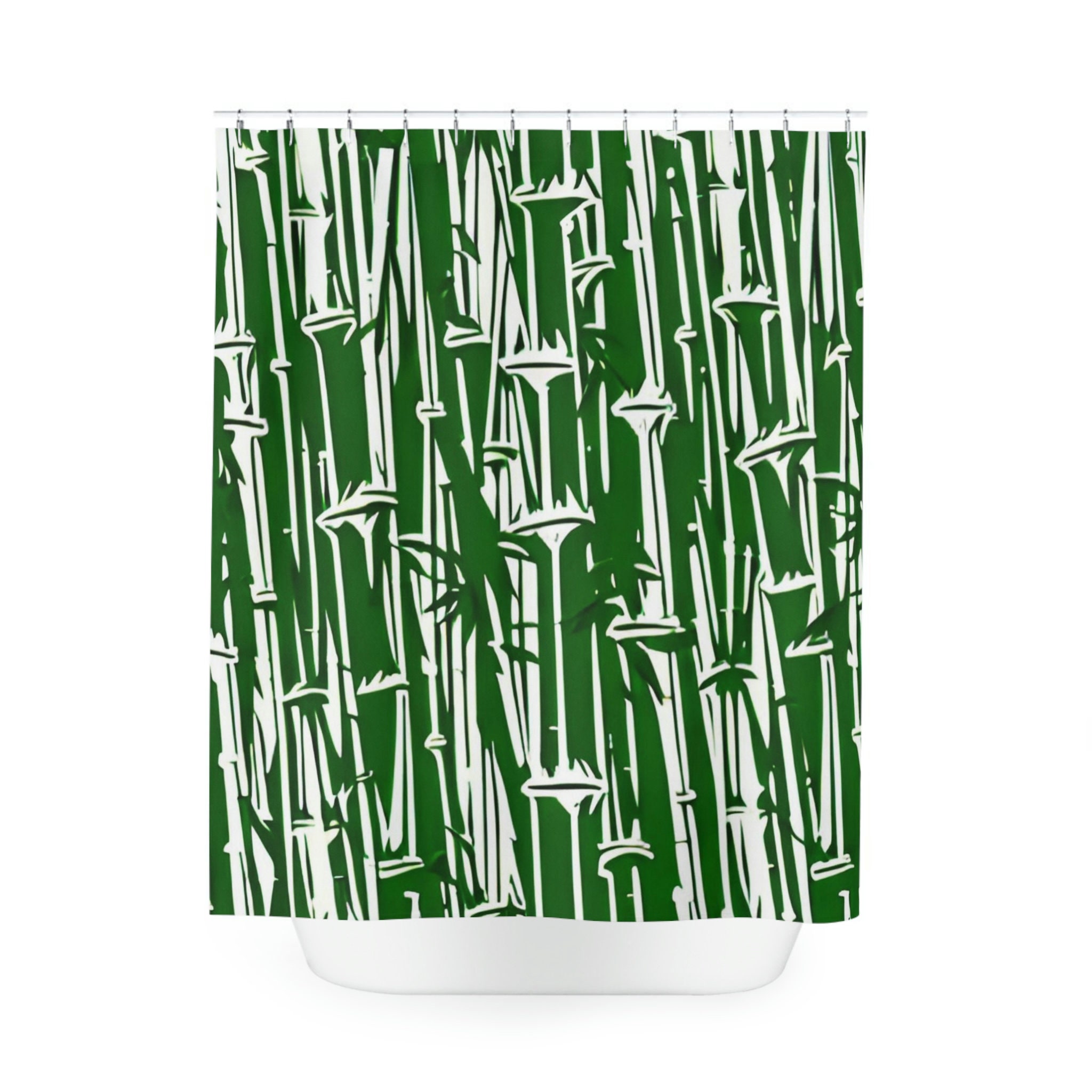 Add A Modern Twist To Your Bathroom With This Bamboo Shower Curtain And Ai Art Print - Image 2