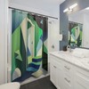 Add A Modernist Touch To Your Bathroom With Cubist Oasis Shower Curtain