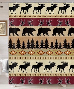 Add A Nordic Touch To Your Bathroom Dcor With This Fabric Shower Curtain Featuring A Bear And Deer Design
