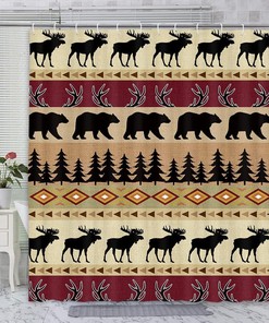 Add A Nordic Touch To Your Bathroom Dcor With This Fabric Shower Curtain Featuring A Bear And Deer Design