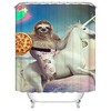 Add A Playful Touch To Your Bathroom With A 3D Funny Sloth Riding Horse With Pizza Shower Curtain