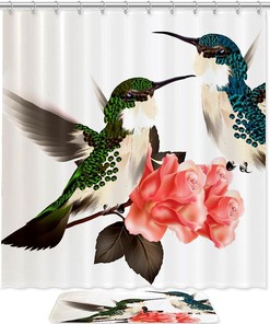 Add A Pop Of Color To Your Bathroom With This Floral Hummingbirds Shower Curtain 
