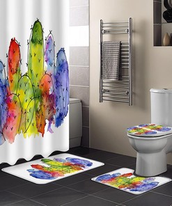 Add A Pop Of Color With Abstract Watercolor Tropical Botanical Cactus Shower Curtain