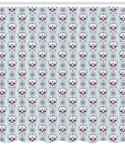 Add A Touch Of Edge To Your Bathroom Decor With A Geometric And Floral Damask Print Flower Pattern Skull Shower Curtain