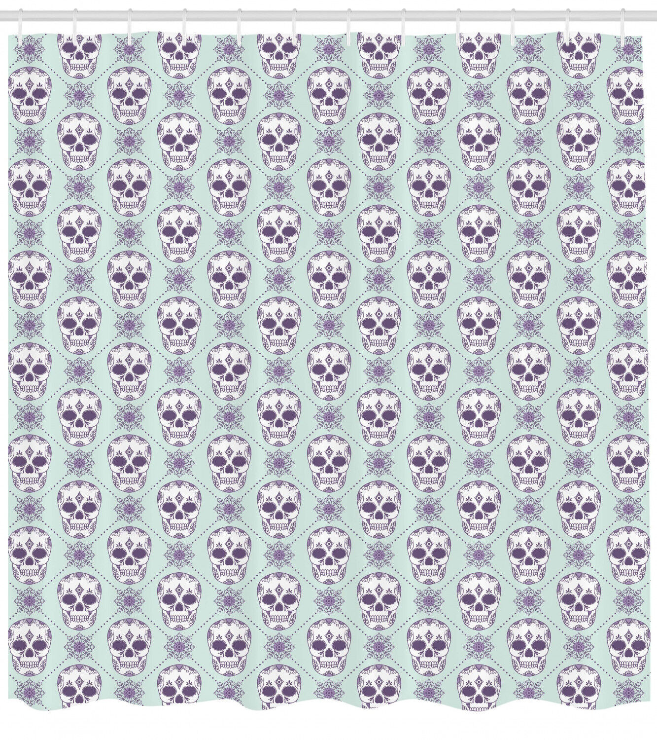 Add A Touch Of Edge To Your Bathroom Decor With A Geometric And Floral Damask Print Flower Pattern Skull Shower Curtain