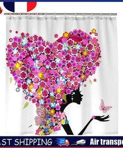 Add A Touch Of Love With 3D Heart Woman Waterproof Bathtub Bath Shower Curtain For Bathroom Decorations