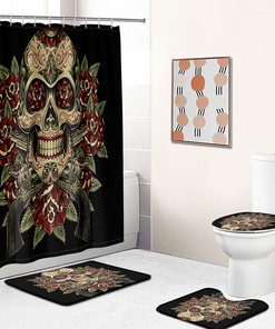 Add A Touch Of Macabre To Your Bathroom Decor With A Floral Skull Shower Curtain