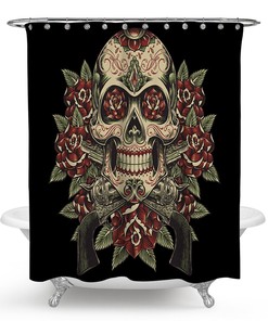 Add A Touch Of Macabre To Your Bathroom Decor With A Floral Skull Shower Curtain