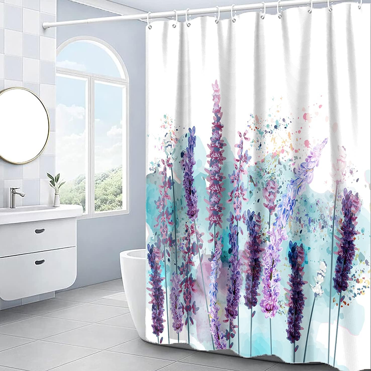 Add A Touch Of Nature To Your Bathroom With A Floral Watercolor Lavender Cloth Shower Curtain