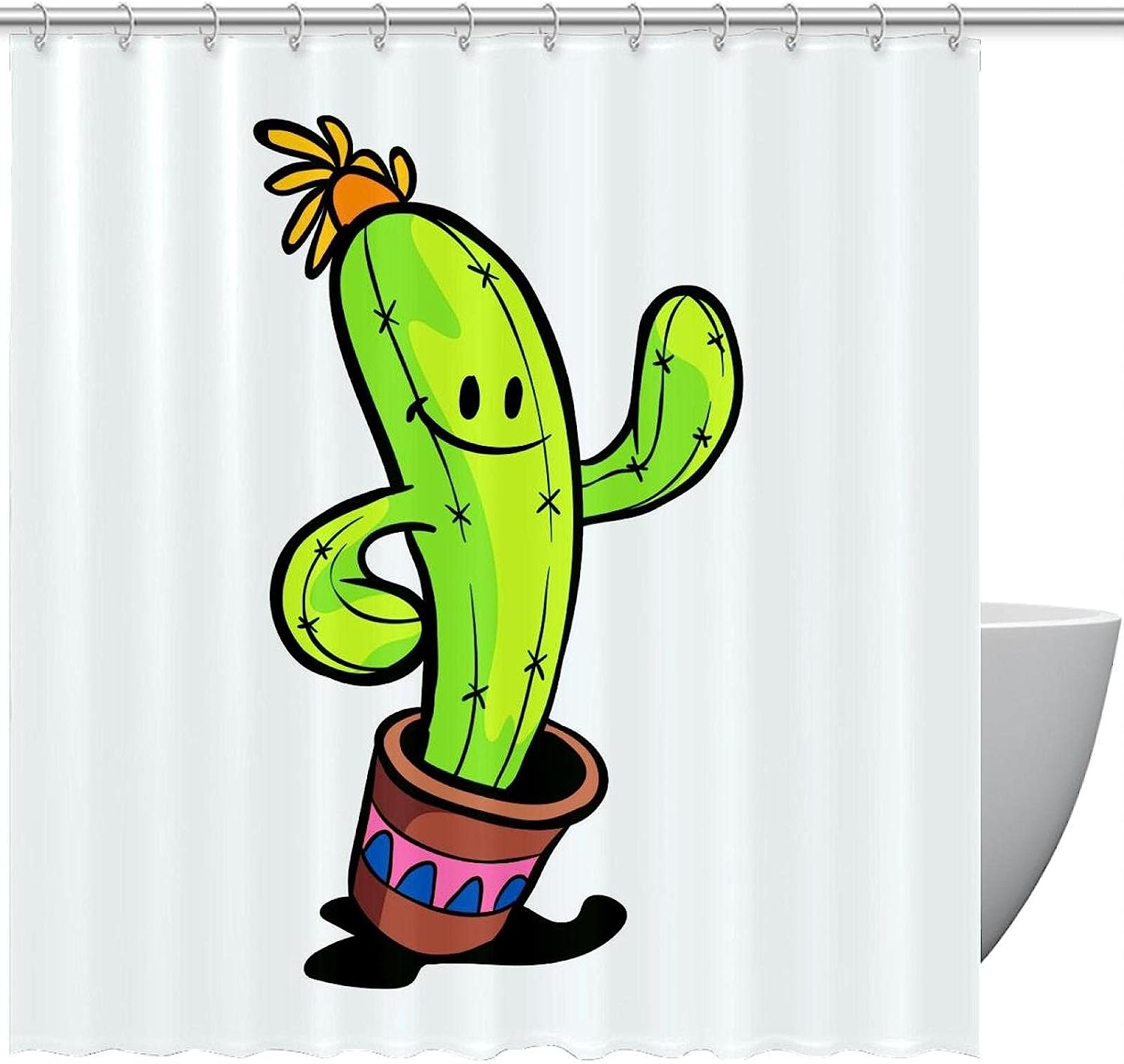 Add A Touch Of Sophistication To Your Bathroom With This Cactus Shower Curtain