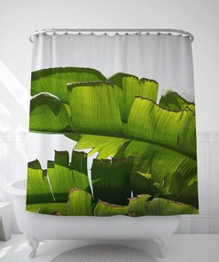Add A Tropical Vibe To Your Bathroom With This Banana Leaf Shower Curtain, Ideal For A Relaxing Bath