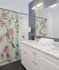 Add An Artistic Flair with Watercolor Flora and Fauna Shower Curtain Chinese Style Watercolor