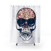 Add Flair To Your Bathroom With A Decorative Floral Shower Curtain With A Skull Print