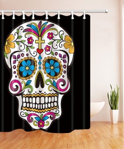 Add Floral Charm To Your Bathroom With Crosses Skull Shower Curtain