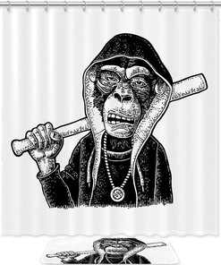 Add Fun to Your Bathroom with a Black and White Monkey Waterproof Shower Curtain 