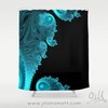 Add Geometric Design To Your Bathroom With This Black And Blue Fabric Shower Curtain
