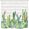 Add Nature-inspired Look with Cactus Print Shower Curtain for Tropical Desert Green Bathroom Decor