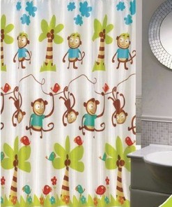 Add Playfulness to Your Kids Bathroom with Monkey Jump Pattern Shower Curtain 