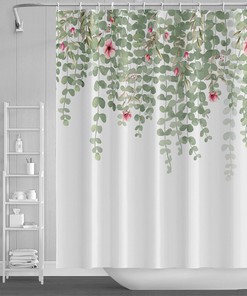 Add Soft And Pretty Colors To Your Bathroom With This Floral Eucalyptus Shower Curtain 