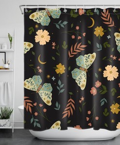 Add Some Bohemian Flair To Your Bathroom With A Flower Plant Butterfly Bohemian Shower Curtain