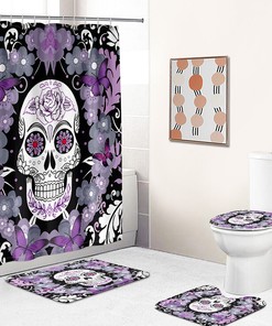 Add Some Edge To Your Bathroom With A Floral Skull Bathroom Shower Curtain