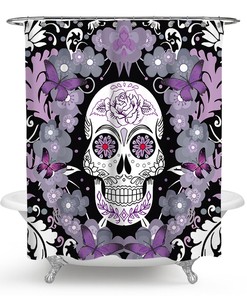 Add Some Edge To Your Bathroom With A Floral Skull Bathroom Shower Curtain