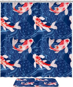 Add Some Fishy Business with Watercolor Koi Fish Waterproof Shower Curtain Bathroom Curtain