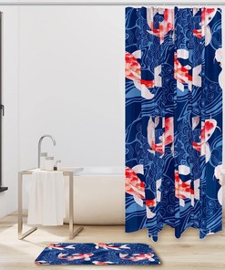 Add Some Fishy Business with Watercolor Koi Fish Waterproof Shower Curtain Bathroom Curtain