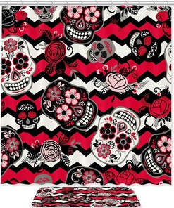 Add Some Fun To Your Bathroom Decor With A Floral Skulls Pattern Funny Shower Curtain