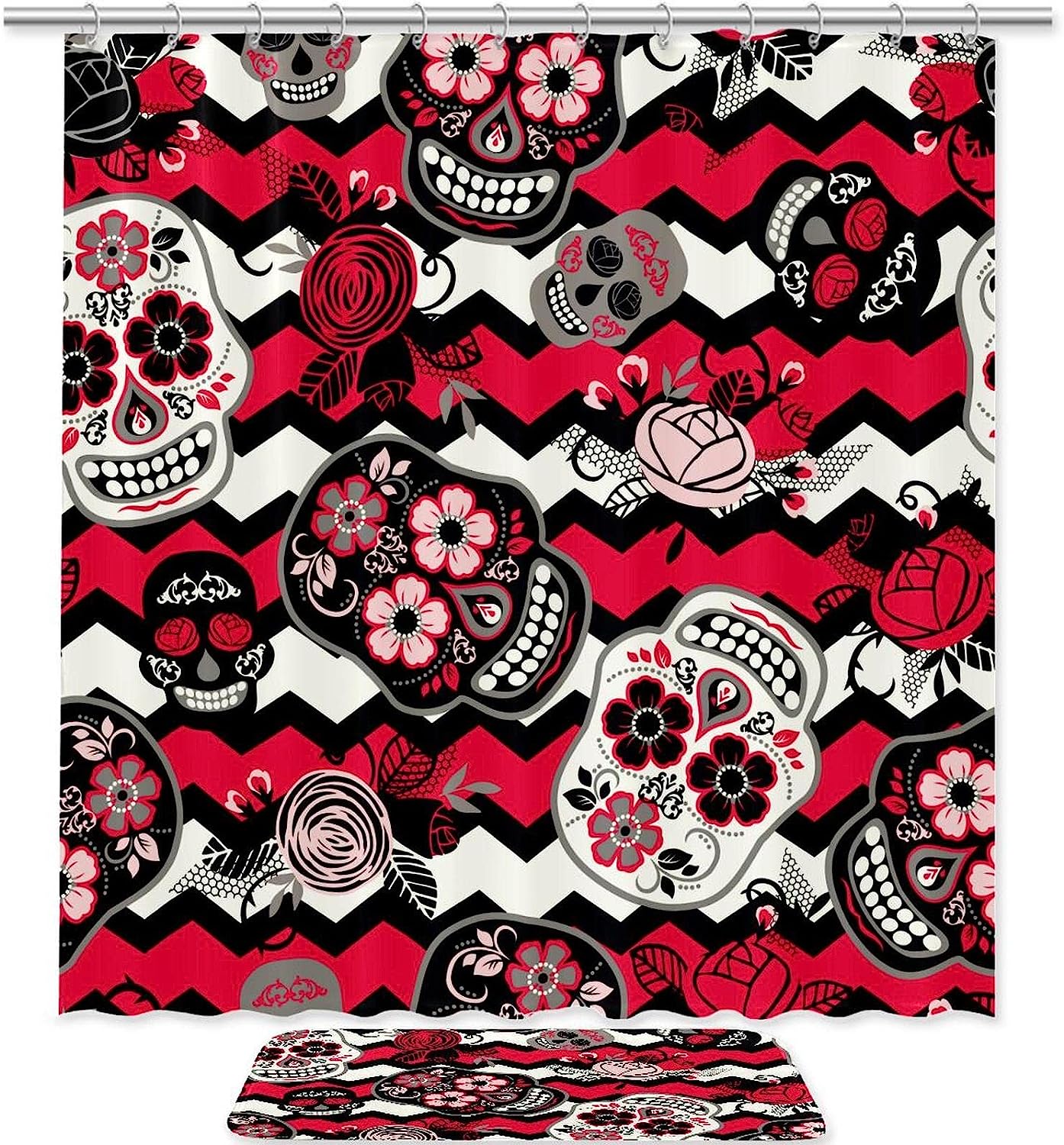 Add Some Fun To Your Bathroom Decor With A Floral Skulls Pattern Funny Shower Curtain