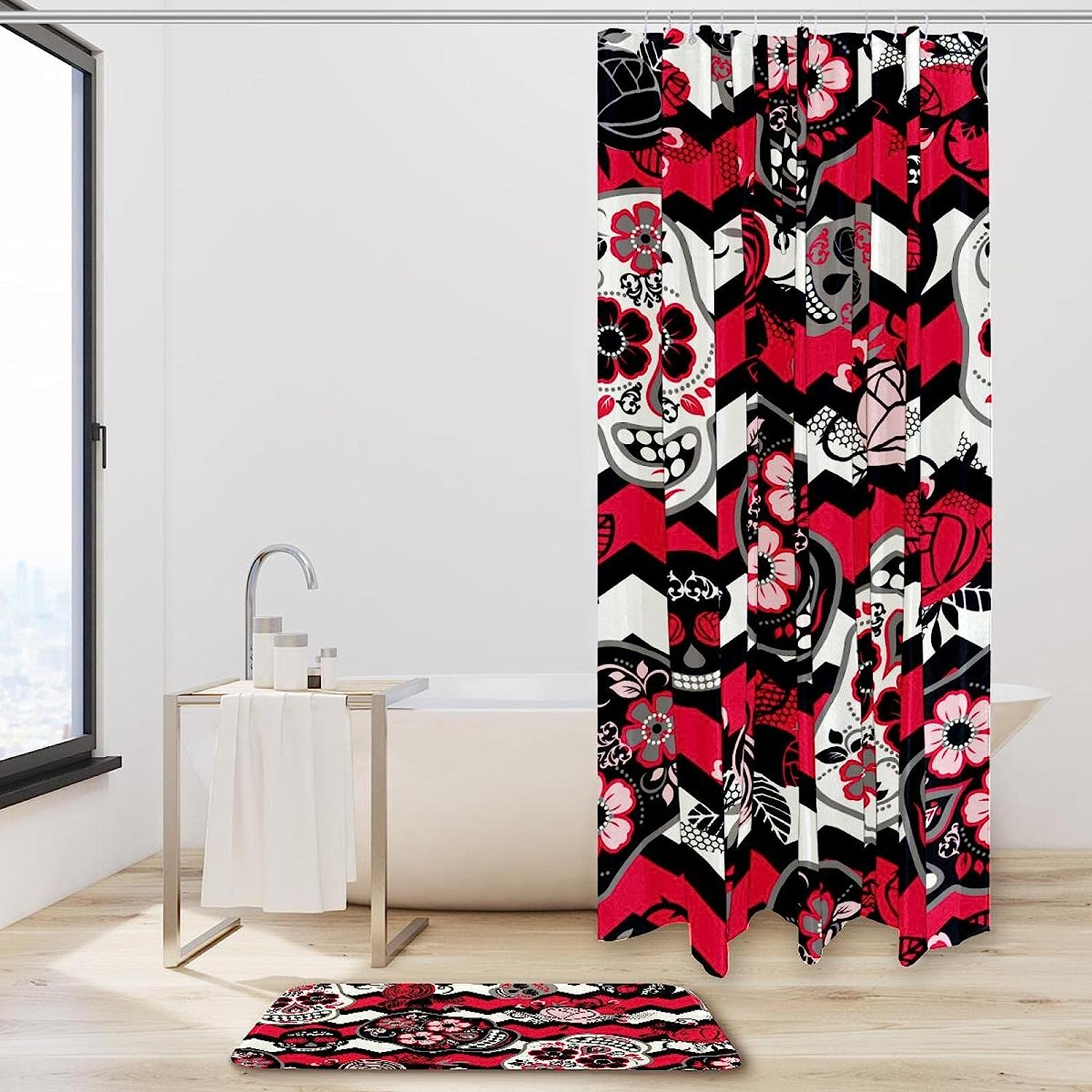 Add Some Fun To Your Bathroom Decor With A Floral Skulls Pattern Funny Shower Curtain