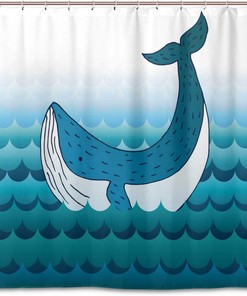 Add Some Fun To Your Bathroom With Alaza Whale Cartoon Waterproof Shower Curtain.