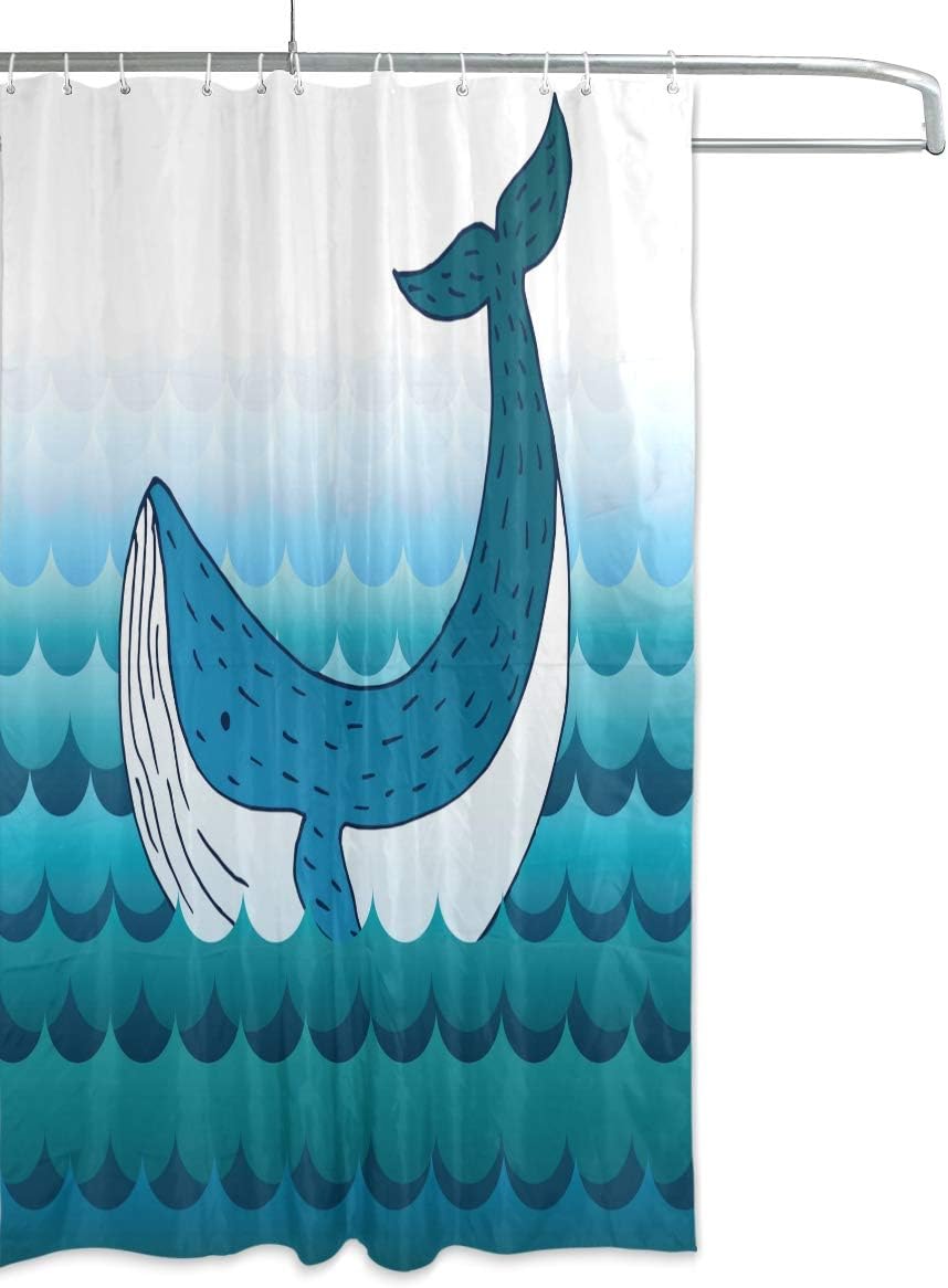 Add Some Fun To Your Bathroom With Alaza Whale Cartoon Waterproof Shower Curtain. - Image 2