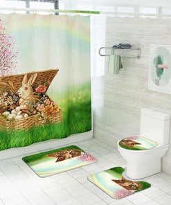 Add Some Fun To Your Bathroom With This Flower Basket Rabbit Easter Waterproof Shower Curtain