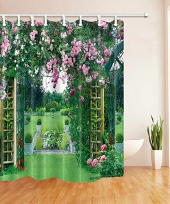Add Some Garden Charm To Your Bathroom With This Floral Garden Door Shower Curtain 