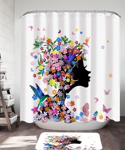 Add Some Nature To Your Bathroom Decor With A Flower Girl And Hummingbirds Shower Curtain