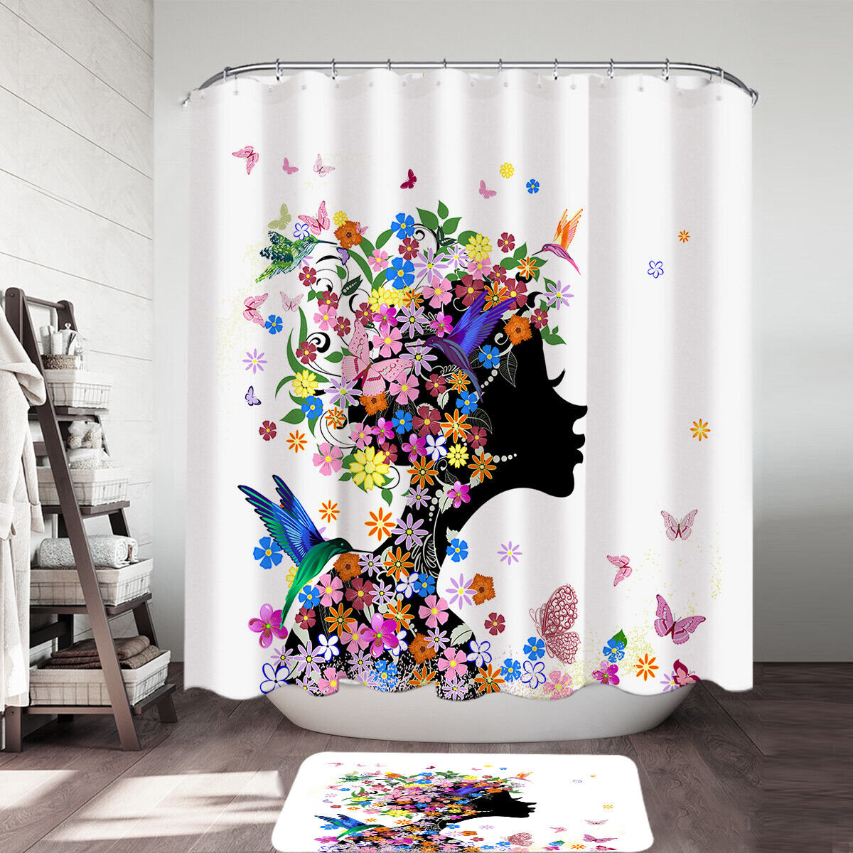 Add Some Nature To Your Bathroom Decor With A Flower Girl And Hummingbirds Shower Curtain