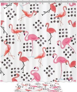 Add Some Personality to Your Bathroom with Watercolor Flamingos Shower Curtain Mat