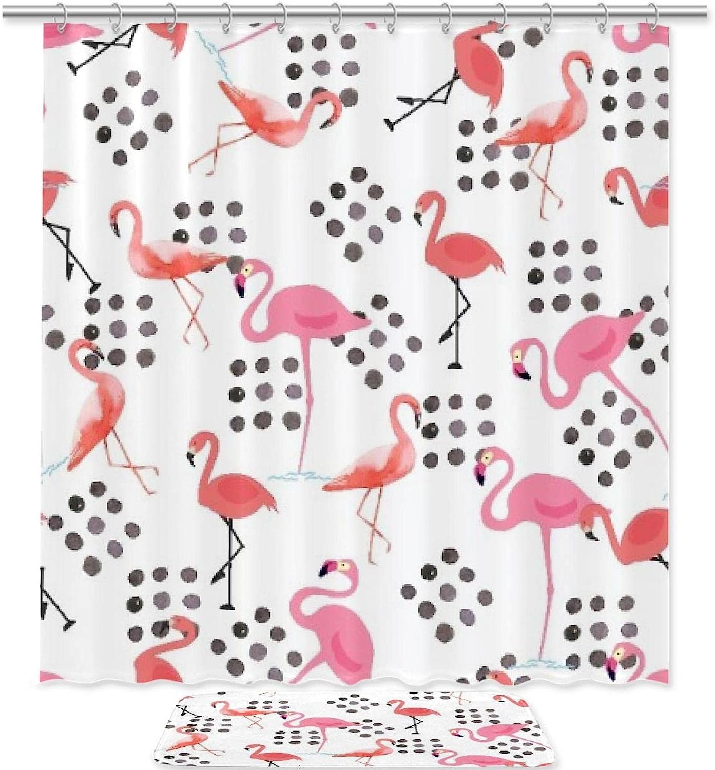 Add Some Personality to Your Bathroom with Watercolor Flamingos Shower Curtain Mat
