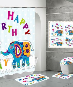Add Some Playfulness To Your Bathroom With A Flower Cartoon Elephant Waterproof Shower Curtain