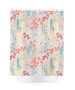Add Some Spring Decor To Your Bathroom With This Floral Pattern Flower Print Fabric Shower Curtain
