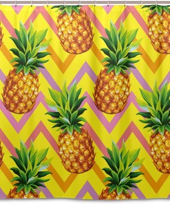Add Some Sweetness To Your Bathroom With Alaza Tropical Pineapple Chevron Shower Curtain.
