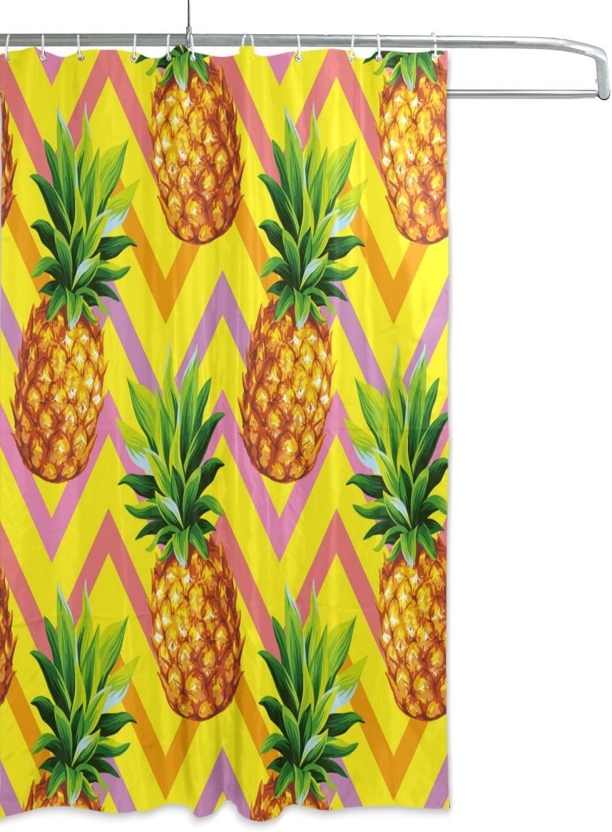Add Some Sweetness To Your Bathroom With Alaza Tropical Pineapple Chevron Shower Curtain. - Image 2