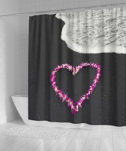 Add Some Tropical Vibes To Your Bathroom With This Flower Heart Shower Curtain Featuring A Hawaii Ocean View