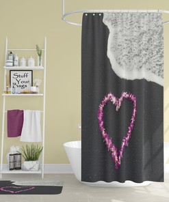 Add Some Tropical Vibes To Your Bathroom With This Flower Heart Shower Curtain Featuring A Hawaii Ocean View