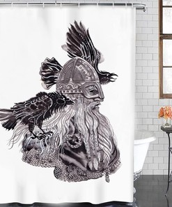 Add Some Viking Flair To Your Bathroom Dcor With This Odin Berserker Thor's Hammer Pattern Shower Curtain Liner
