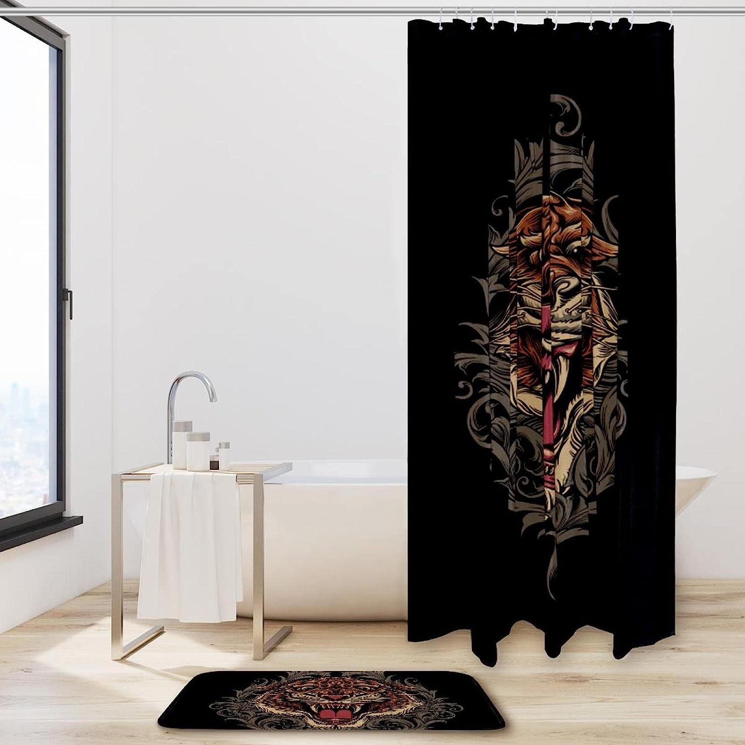 Add Some Wildness to Your Bathroom with This Tiger Shower Curtain