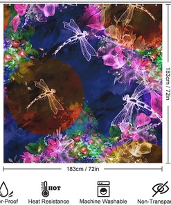 Add Splashes of Color with Watercolor Dragonfly Paint Splash Bath Shower Curtain for Bathroom