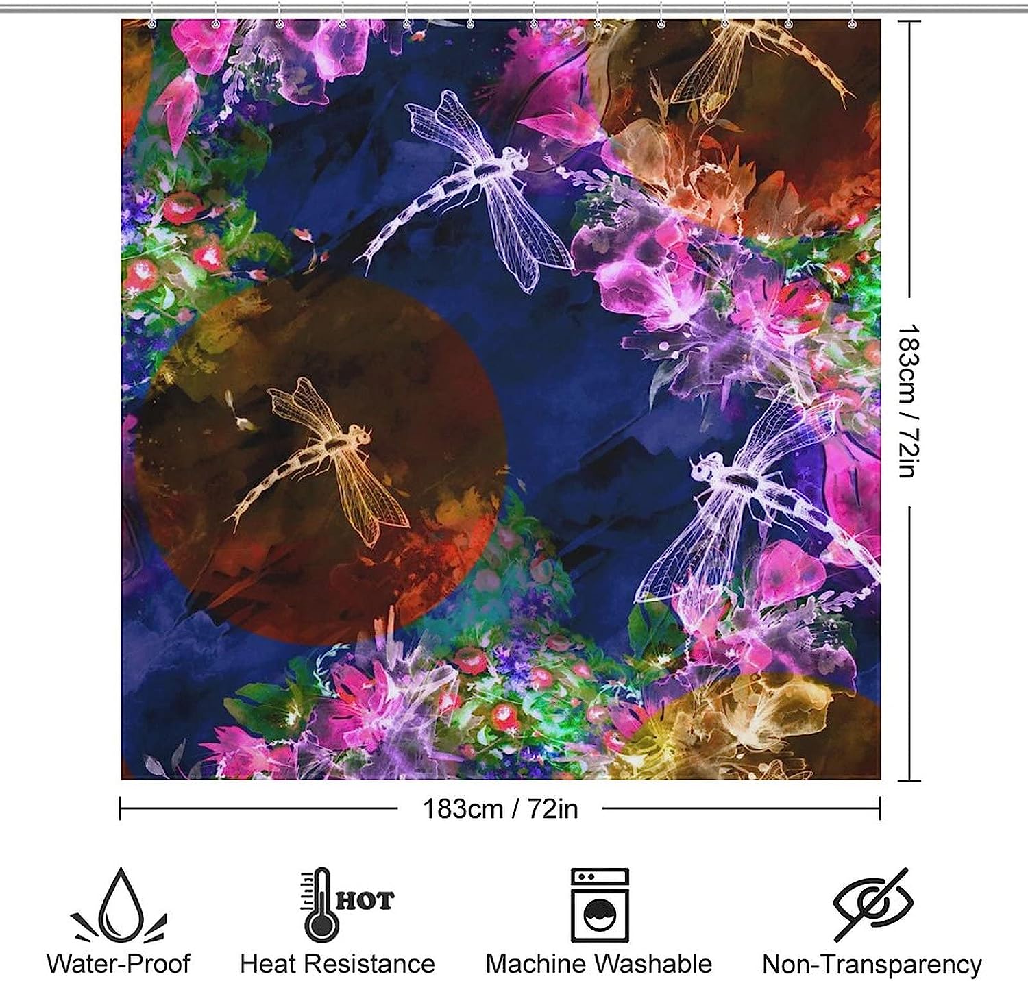 Add Splashes of Color with Watercolor Dragonfly Paint Splash Bath Shower Curtain for Bathroom